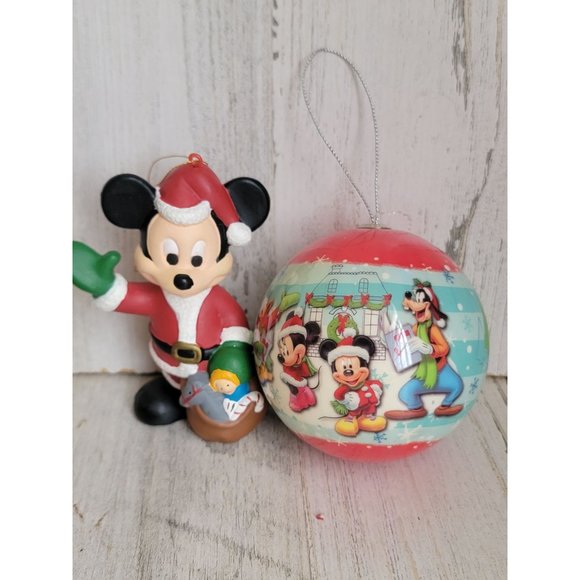 Disney Mickey Mouse Santa goofy minnie Donald ball ornament Xmas set - Picture 2 of 8